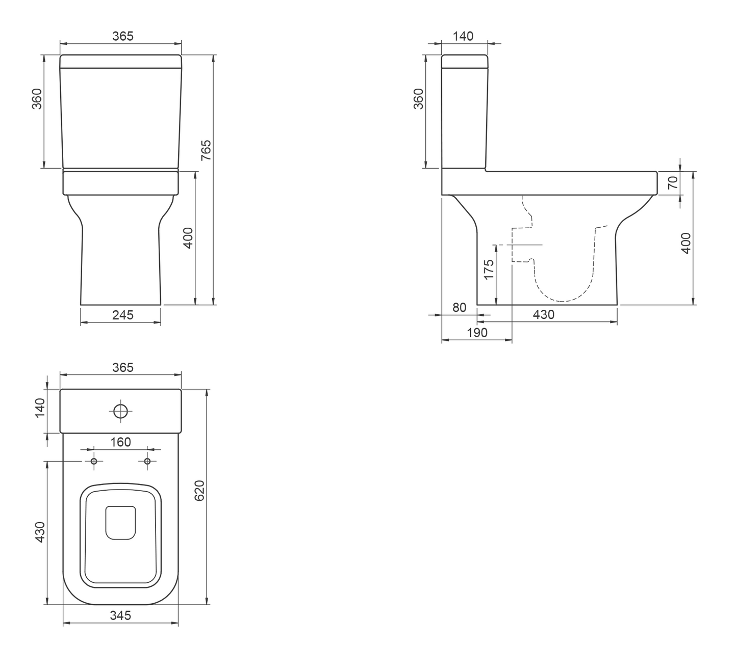 Noura Close Coupled Toilet With Soft Close Seat 008700-V1-PW-01