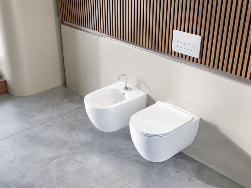 City Rimless Wall Hung Toilet With Soft Close Seat 019100-W