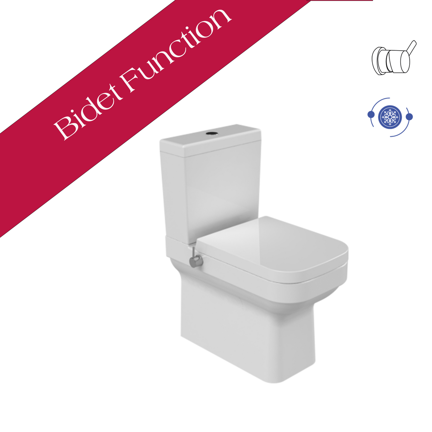 Noura Close Coupled BTW Toilet Integrated Bidet Faucet Cold Water With Soft Close Seat 028700-S-01