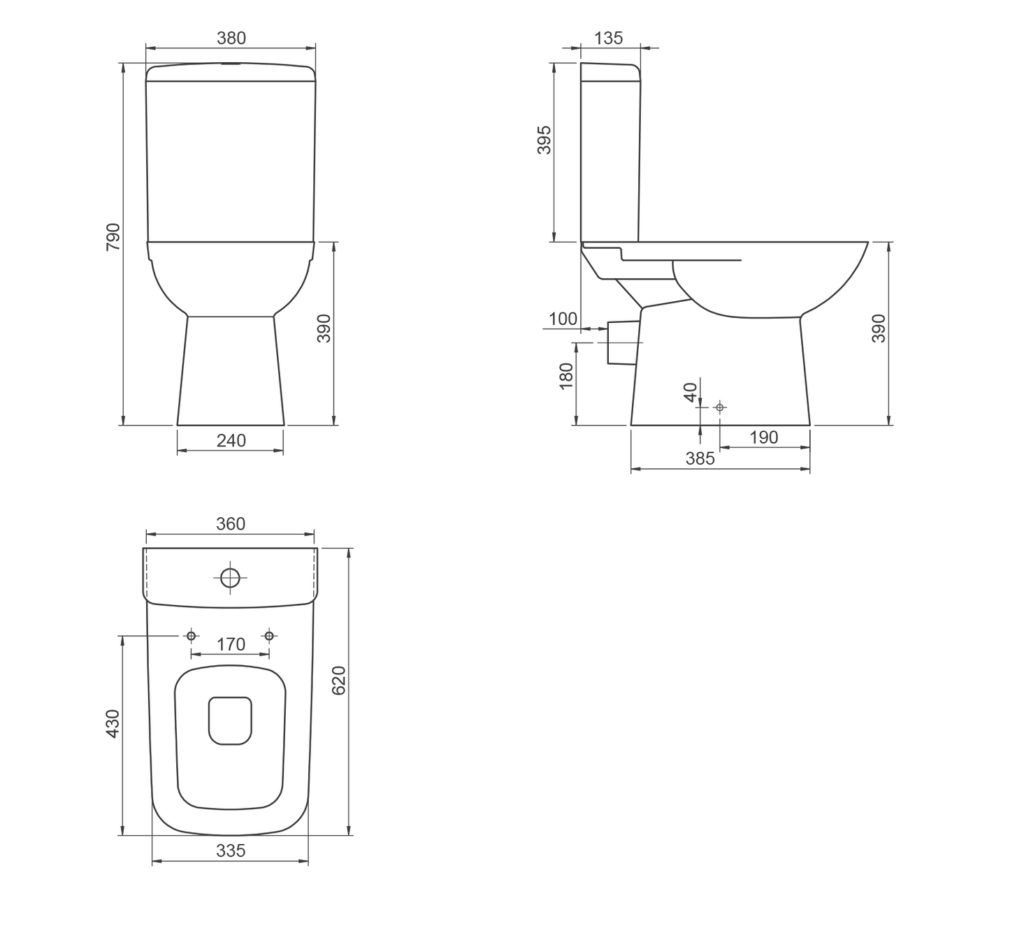 Duru Close Coupled Bidet Toilet With Soft Close Seat 028800-P-01