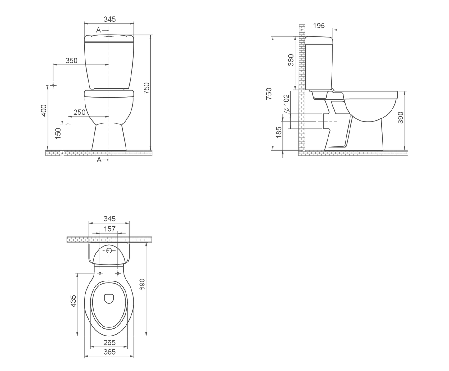 Lila Close Coupled Toilet With Soft Close Seat 028300-W