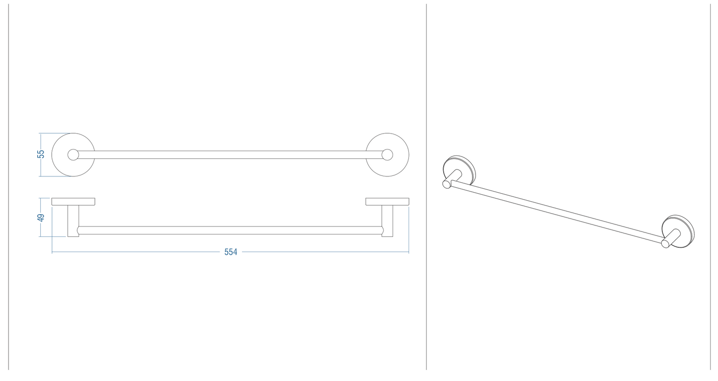 Natura Long Towel Rail 500mm.