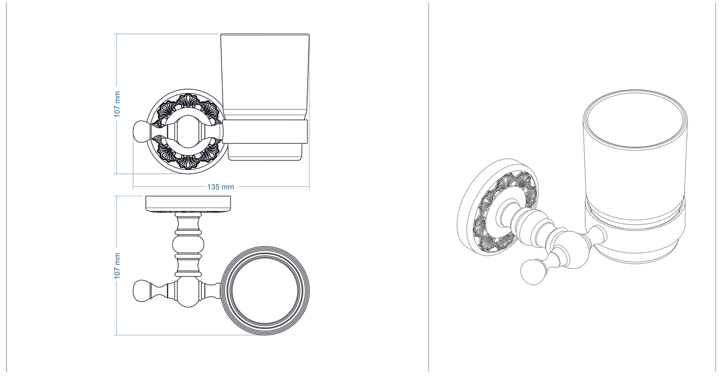 HM Design Frosted Glass Tumbler & Holder