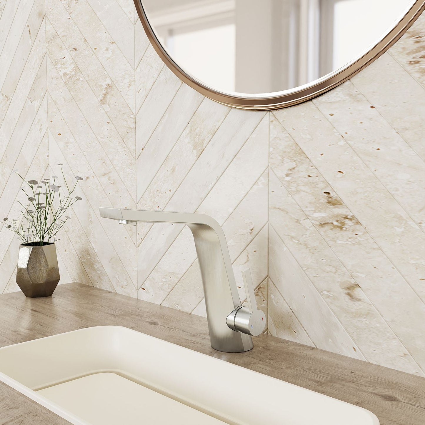 Single Lever Basin Mixer With Pop Up Waste Brushed Nickel Steinberg