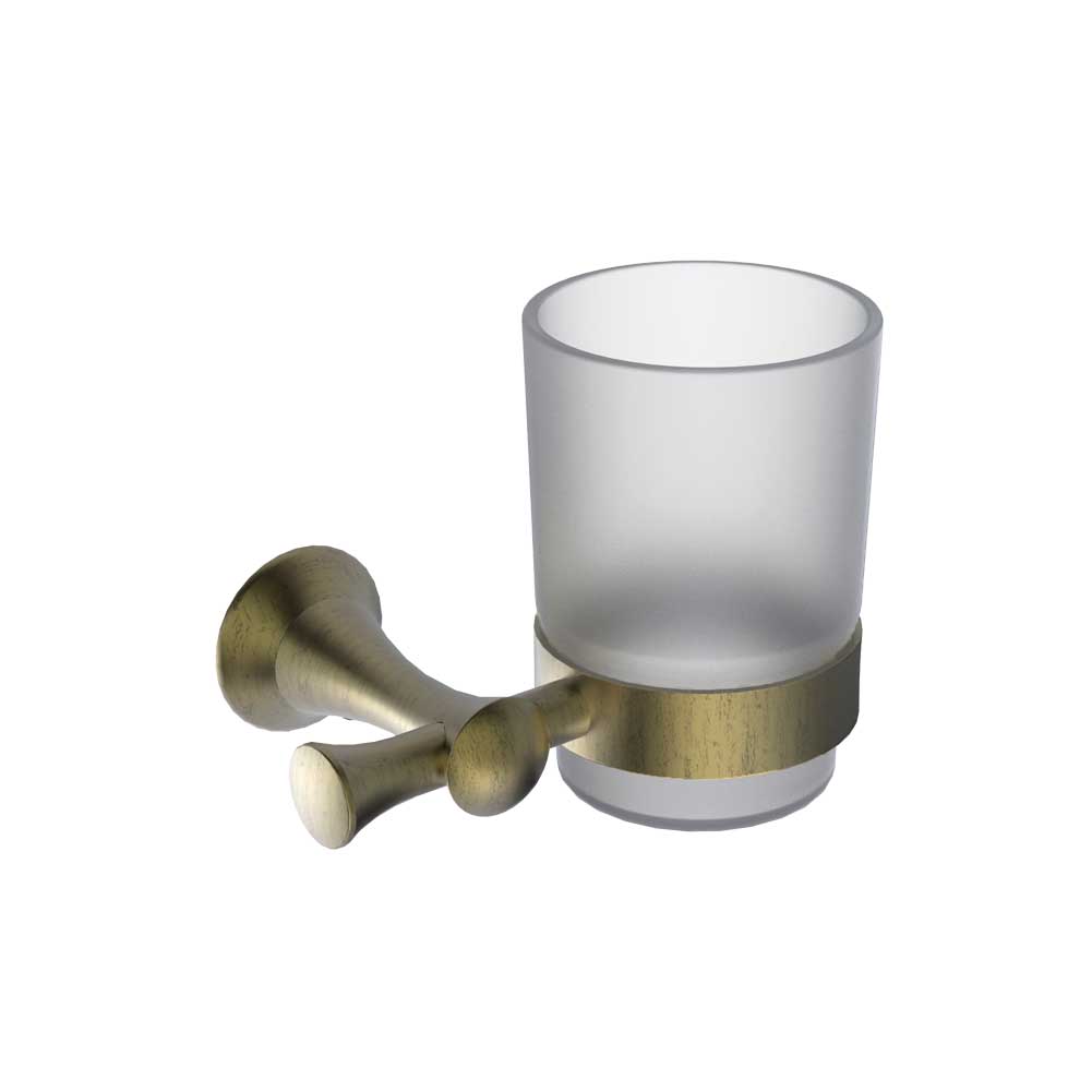 Art Deluxe Frosted Glass Tumbler & Holder