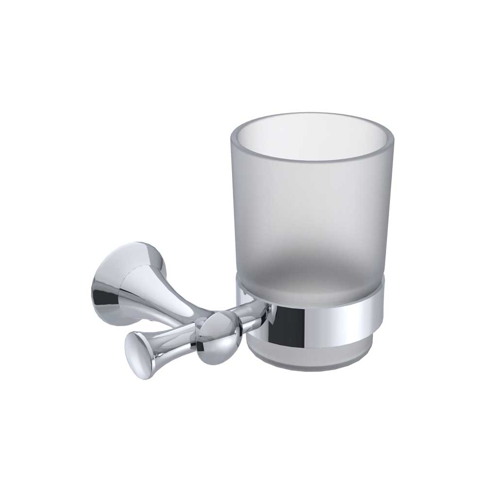 Art Deluxe Frosted Glass Tumbler & Holder