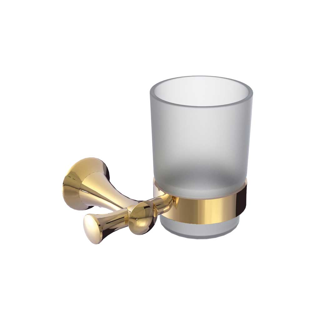 Art Deluxe Frosted Glass Tumbler & Holder