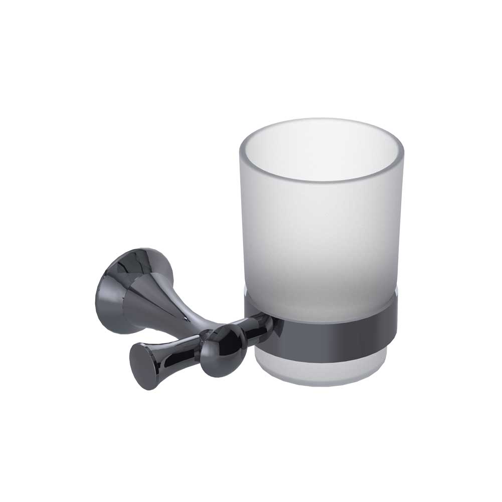 Art Deluxe Frosted Glass Tumbler & Holder