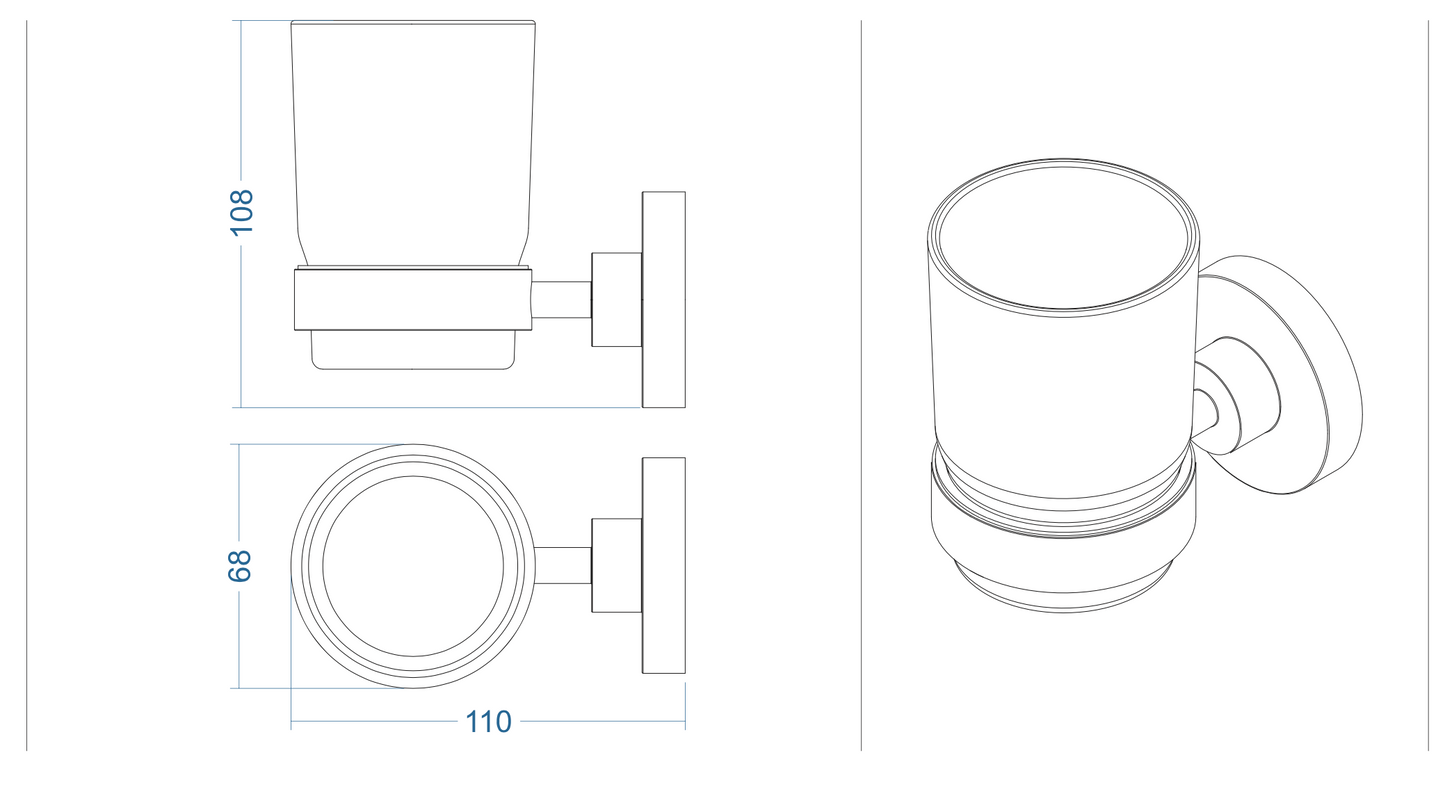 Arya Frosted Glass Tumbler & Holder