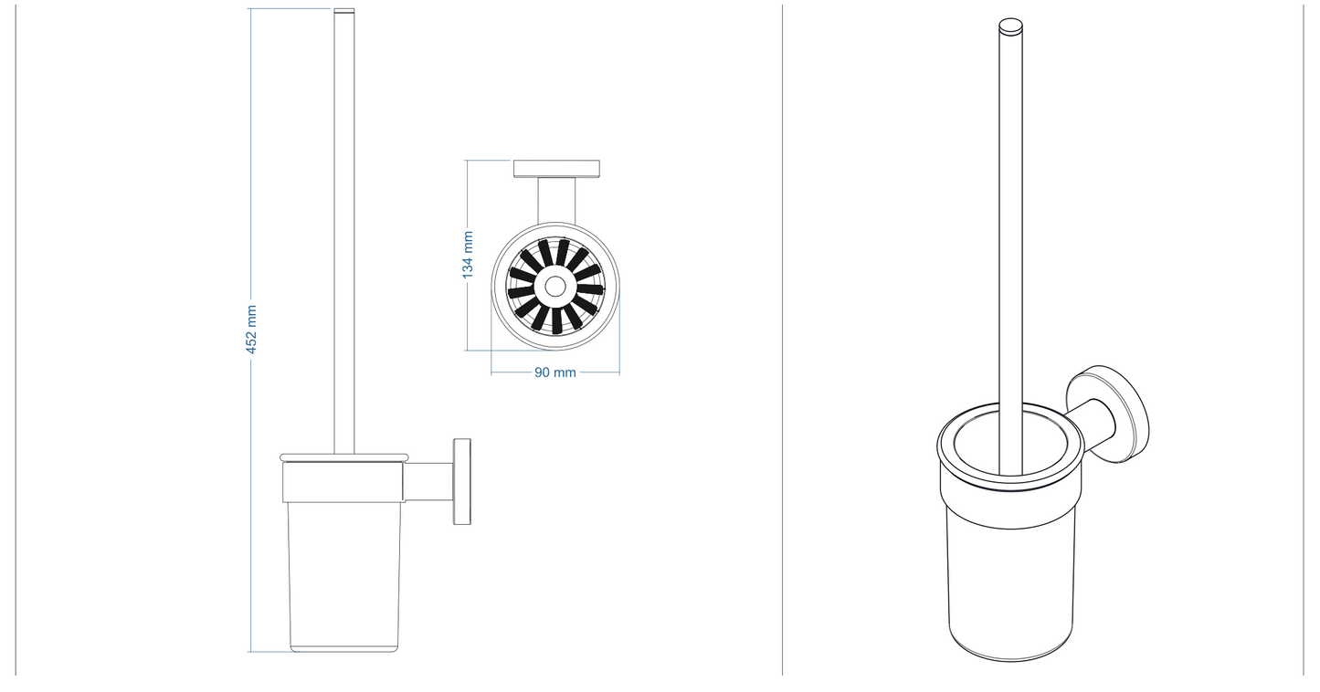 Arya Wall Mounted Toilet Brush & Holder