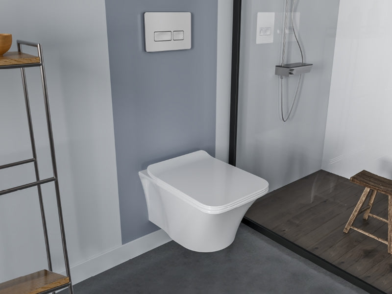 Ibiza Rimless Wall Hung Toilet With Soft Close Seat Integrated Bidet Faucet Hot & Cold Water 018900-D