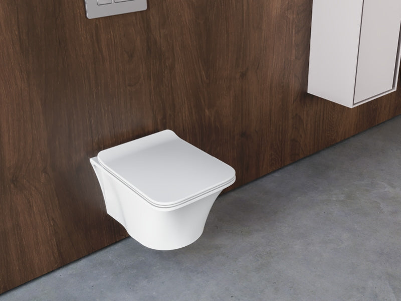 Ibiza Rimless Wall Hung Toilet With Soft Close Seat Integrated Bidet Faucet Hot & Cold Water 018900-D