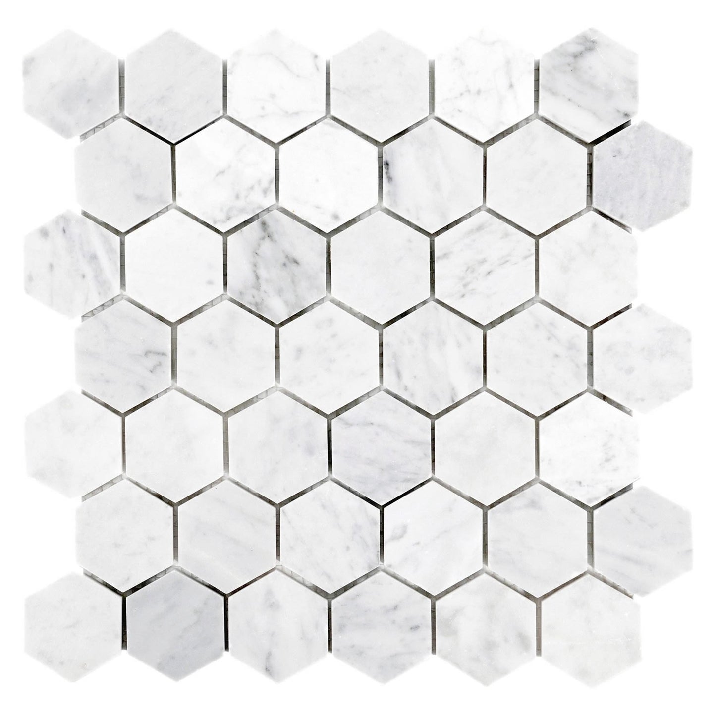 Carrara White Honed Hexagon Marble Mosaic (m2)