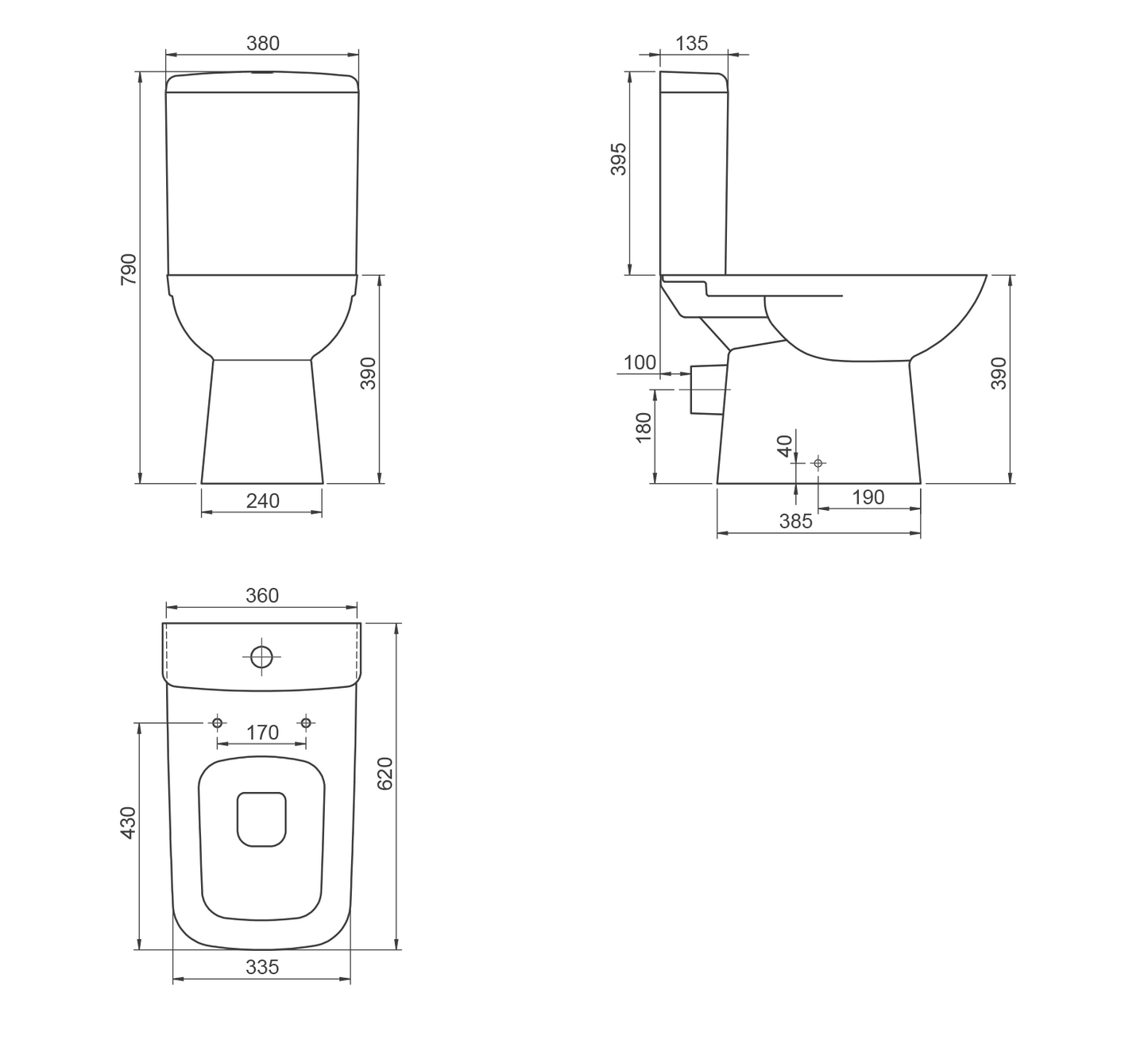 Duru Close Coupled Toilet With Soft Close Seat 028800-PW-01