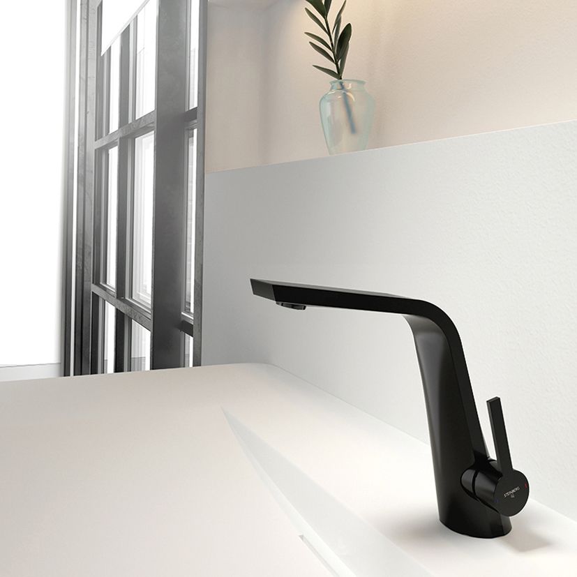 Single lever basin mixer with pop up waste Black Steinberg