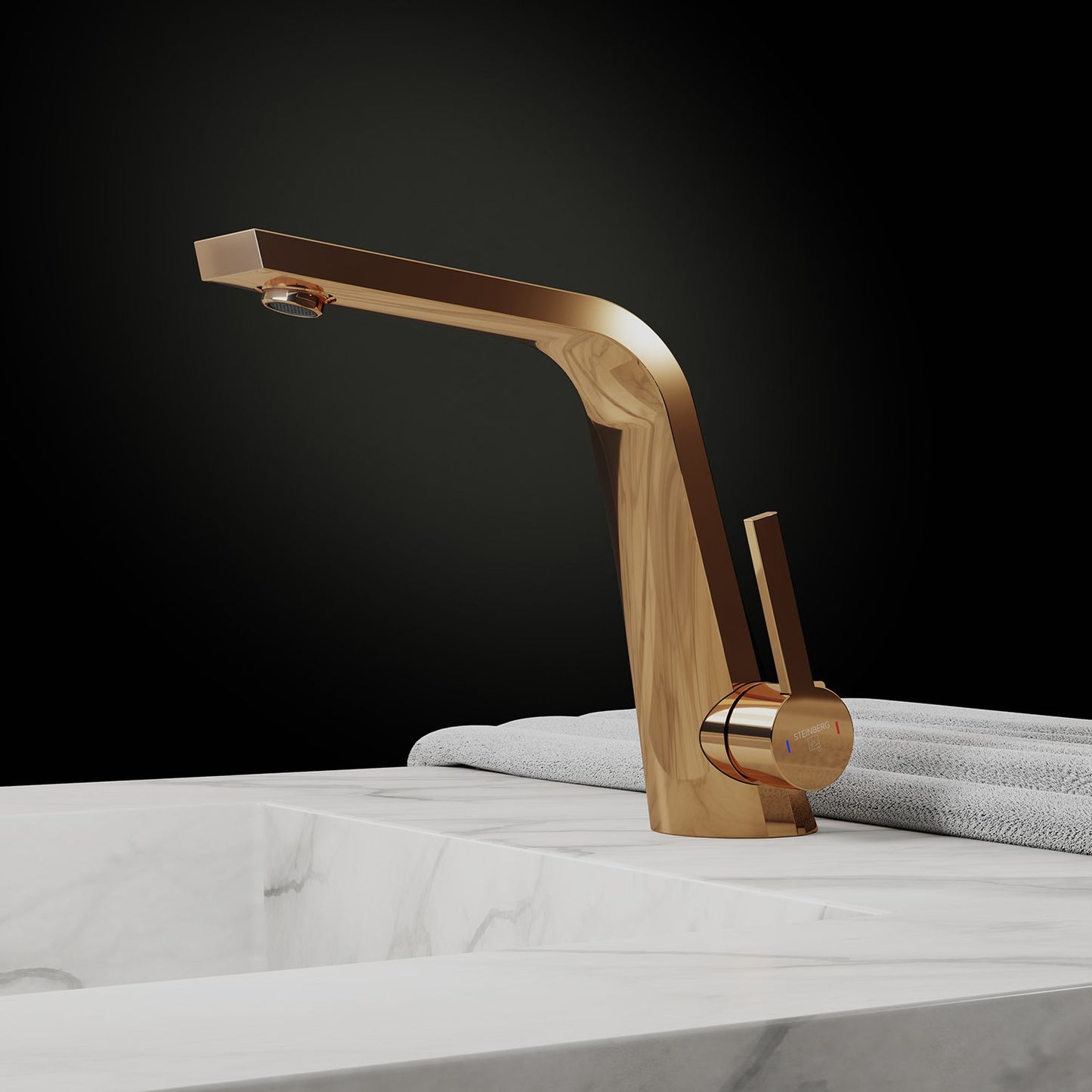 Single Lever Basin Mixer With Pop Up Waste Rose Gold Steinberg